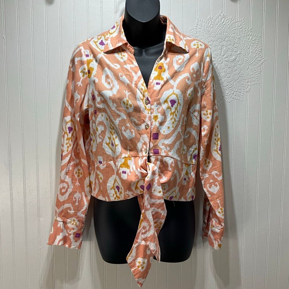 CHRISTIAN SIRIANO Linen Blend Top - Picture 1 of 5